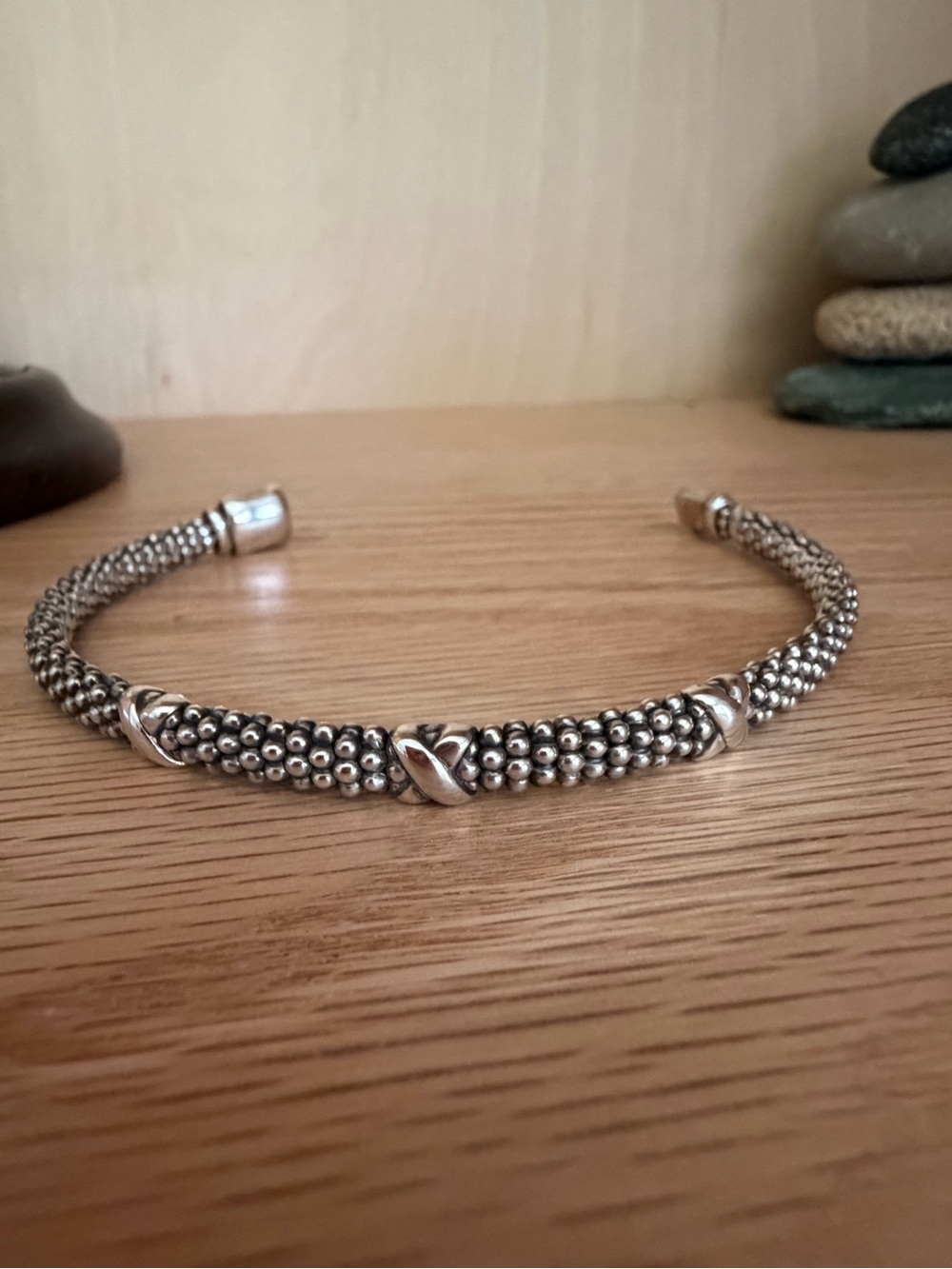 LAGOS Signature Caviar Beaded Sterling Silver Cross Bracelet